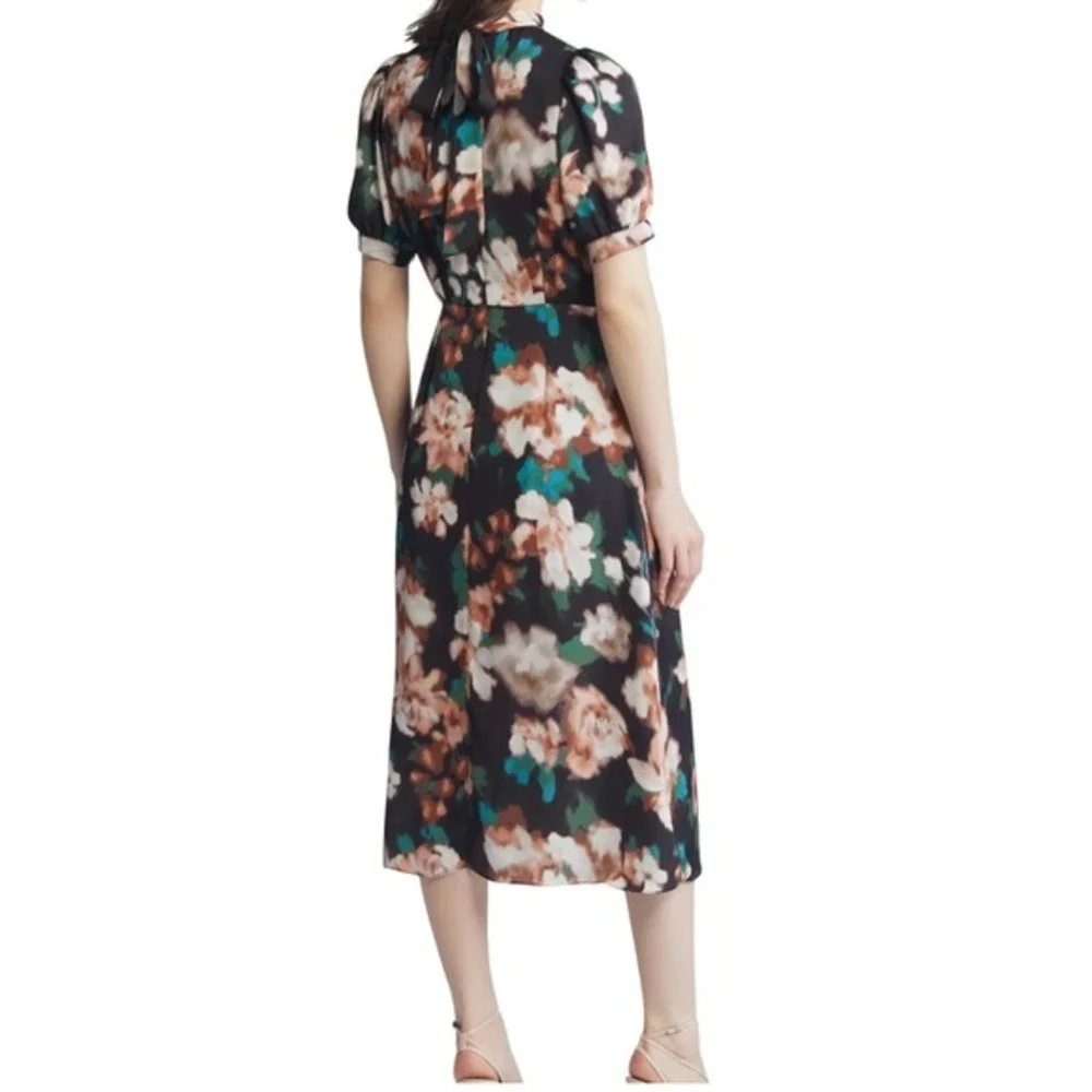 Julia Jordan Women's Midi Dress Size 12 Floral Black Multi Short Sleeve Wedding - Picture 2 of 15